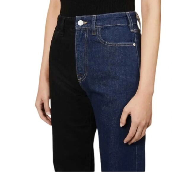 FRAME Le Jane Colour-Block StraightLeg High-Rise Stretch Denim Jeans Size27 Tall - Picture 5 of 12
